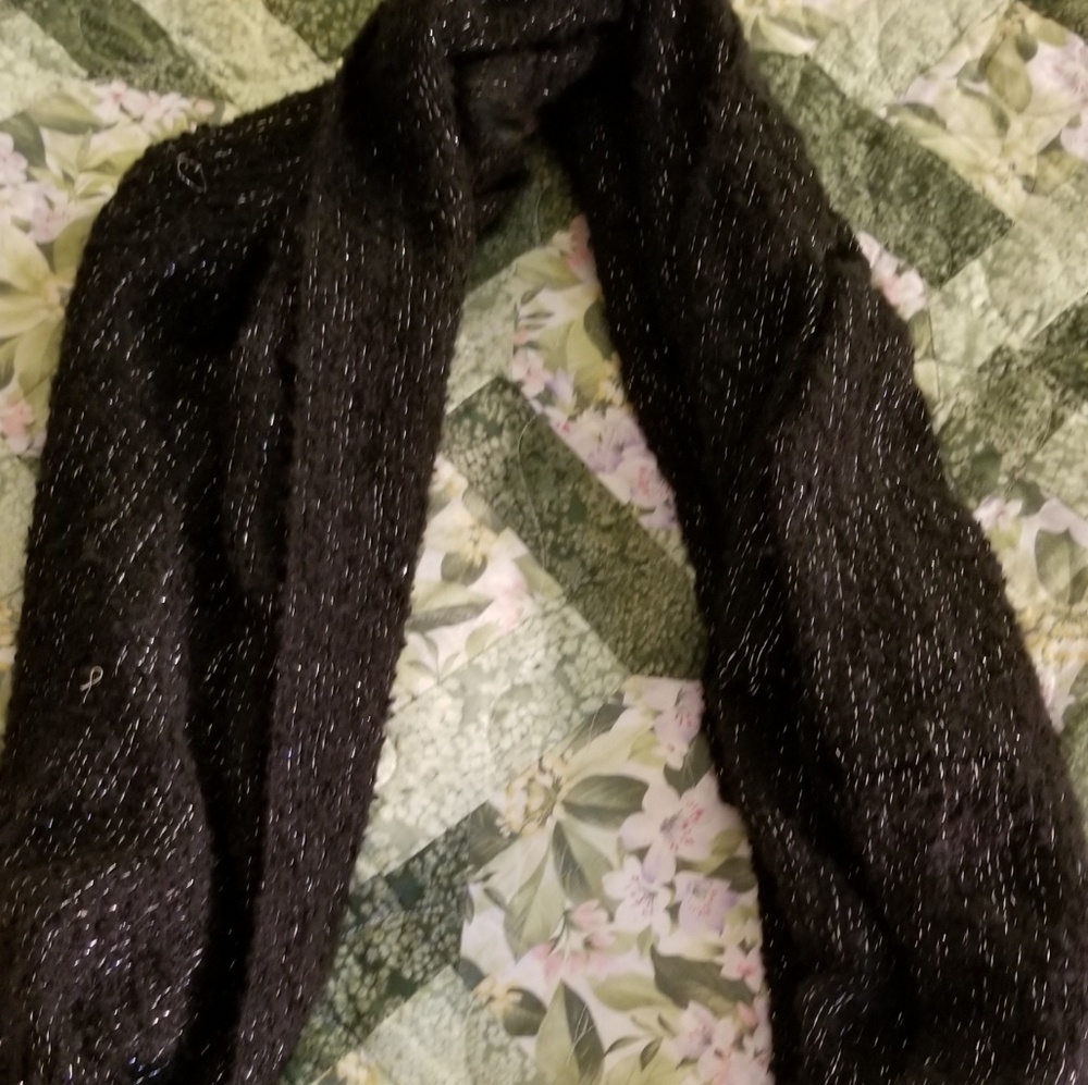Infinity scarf black with silver, very soft